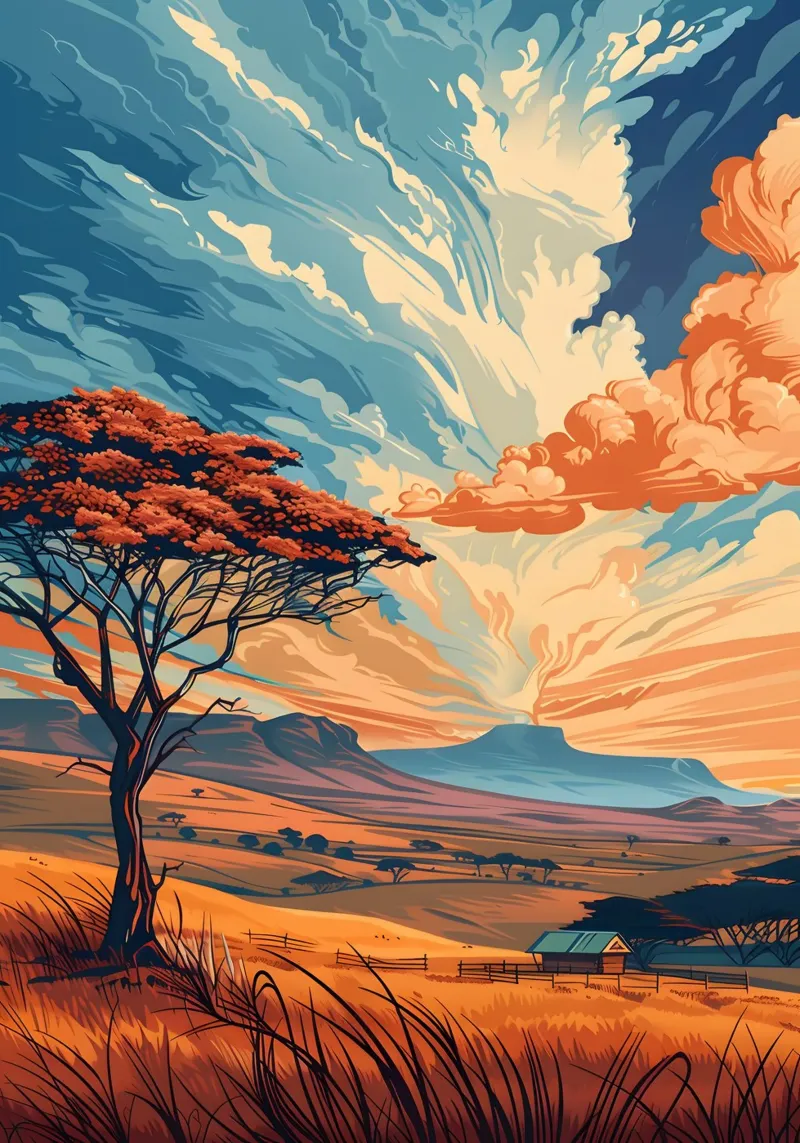 Paesaggio d'epoca poster con telaio in alluminio da Wanderlust Vibes