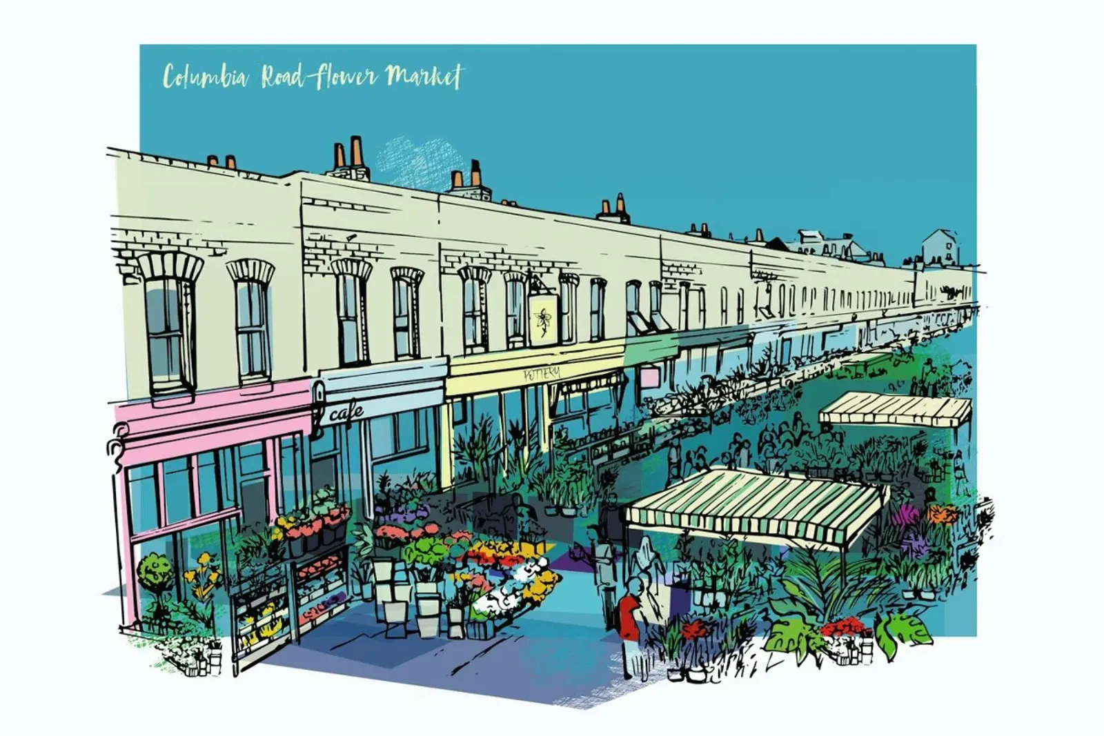 Columbia Road Flower Market poster con telaio in alluminio da Rocket68