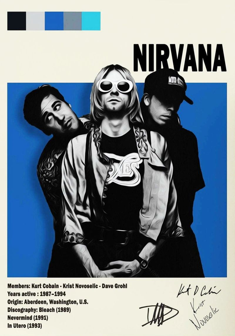 NIRVANA and Signature Band Members carta hahnemühle da avissta