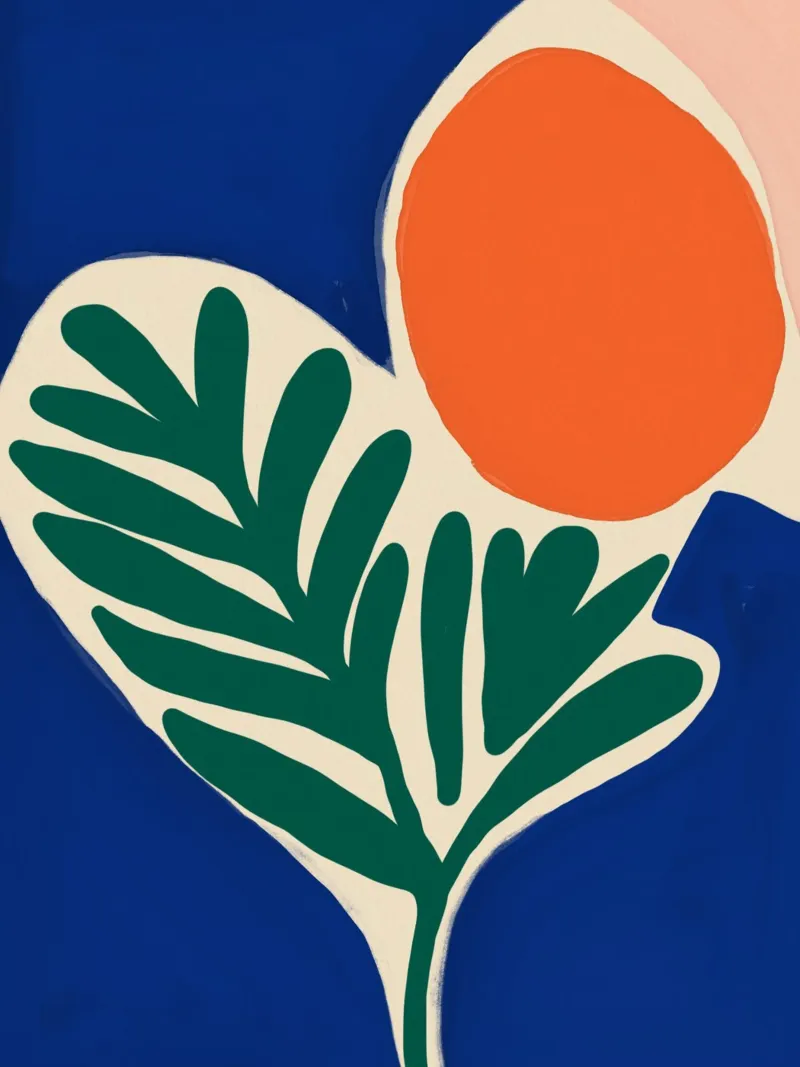 Matisse pianta e sole poster con telaio in alluminio da Little Dean
