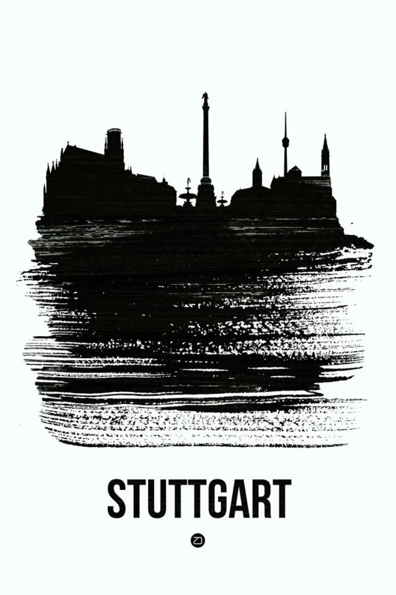 Stuttgart Skyline Brush Stroke pellicola backlit da Naxart