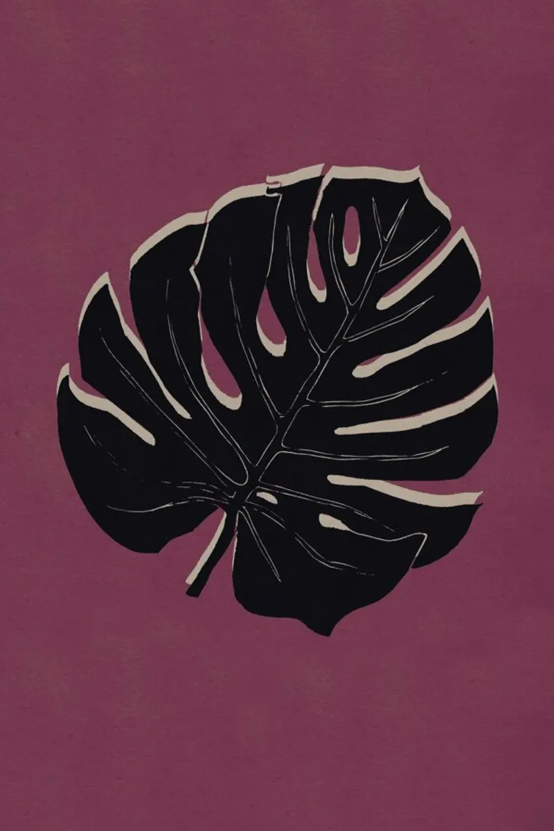 Monstera Brickandnight poster con telaio in legno da Elena Veronese
