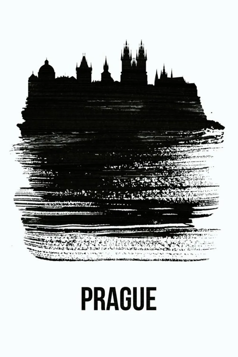 Prague Skyline Brush Stroke canvas by Naxart
