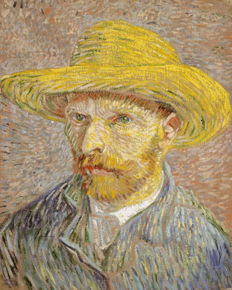 Vincent Van Gogh Self-Portrait with a Straw Hat, 1887 canvas with Floater frame by Timeless Artworks
