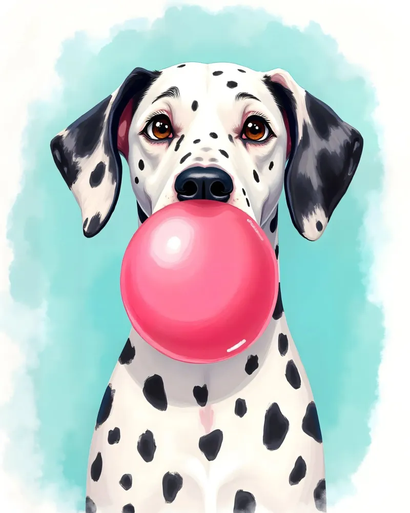 Bubble Gum Dalmatiner Haustiere Tiere Hund Niedlich Aquarell Hahnemühle von 83oranges
