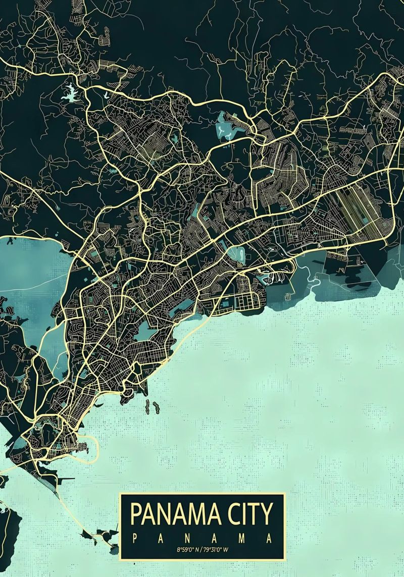 Mapa de Ciudad de Panamá Verano poster de Sebastain