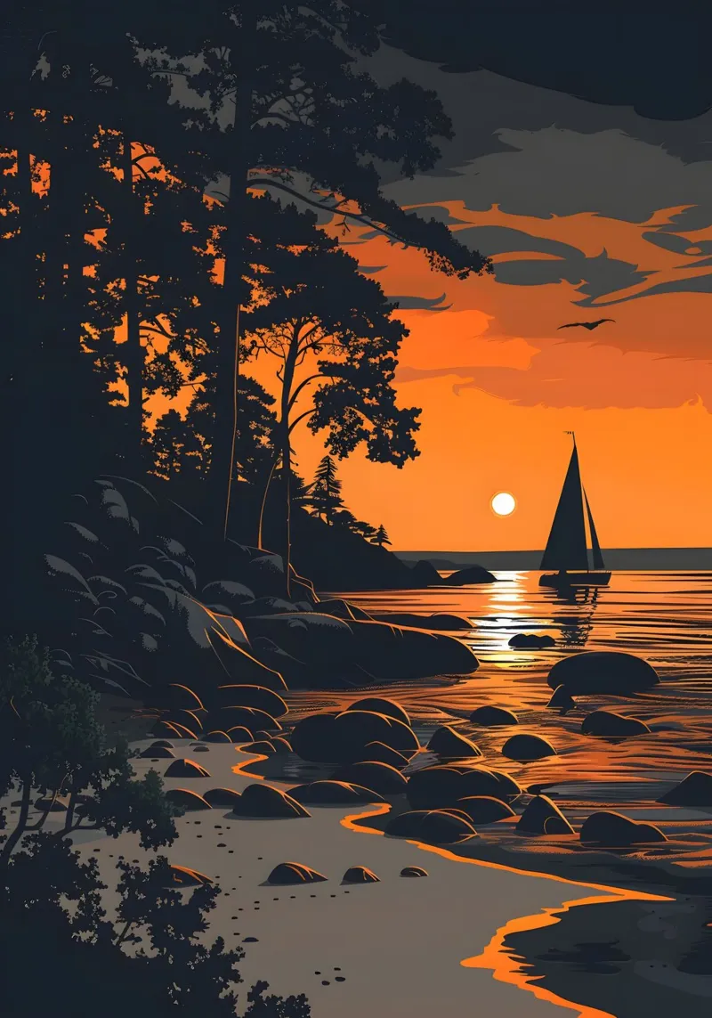 Paesaggio d'epoca poster con telaio in plastica da Wanderlust Vibes