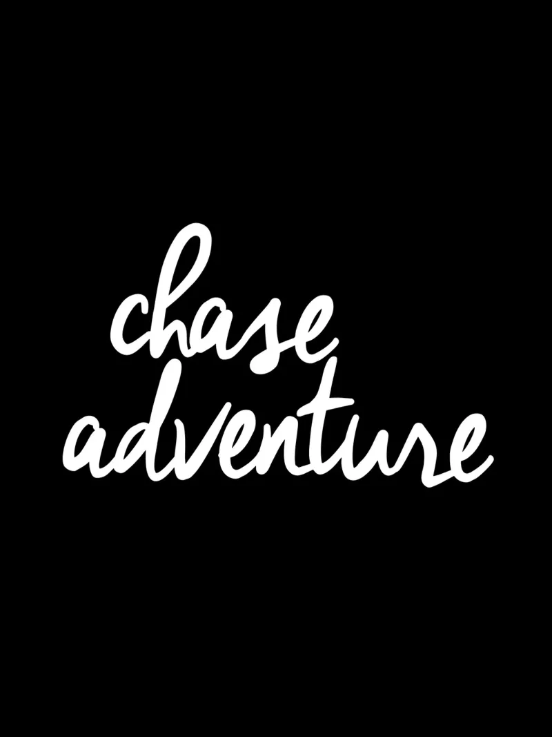 Chase Adventure Design tipografico in bianco e nero poster da THE MOTIVATED TYPE
