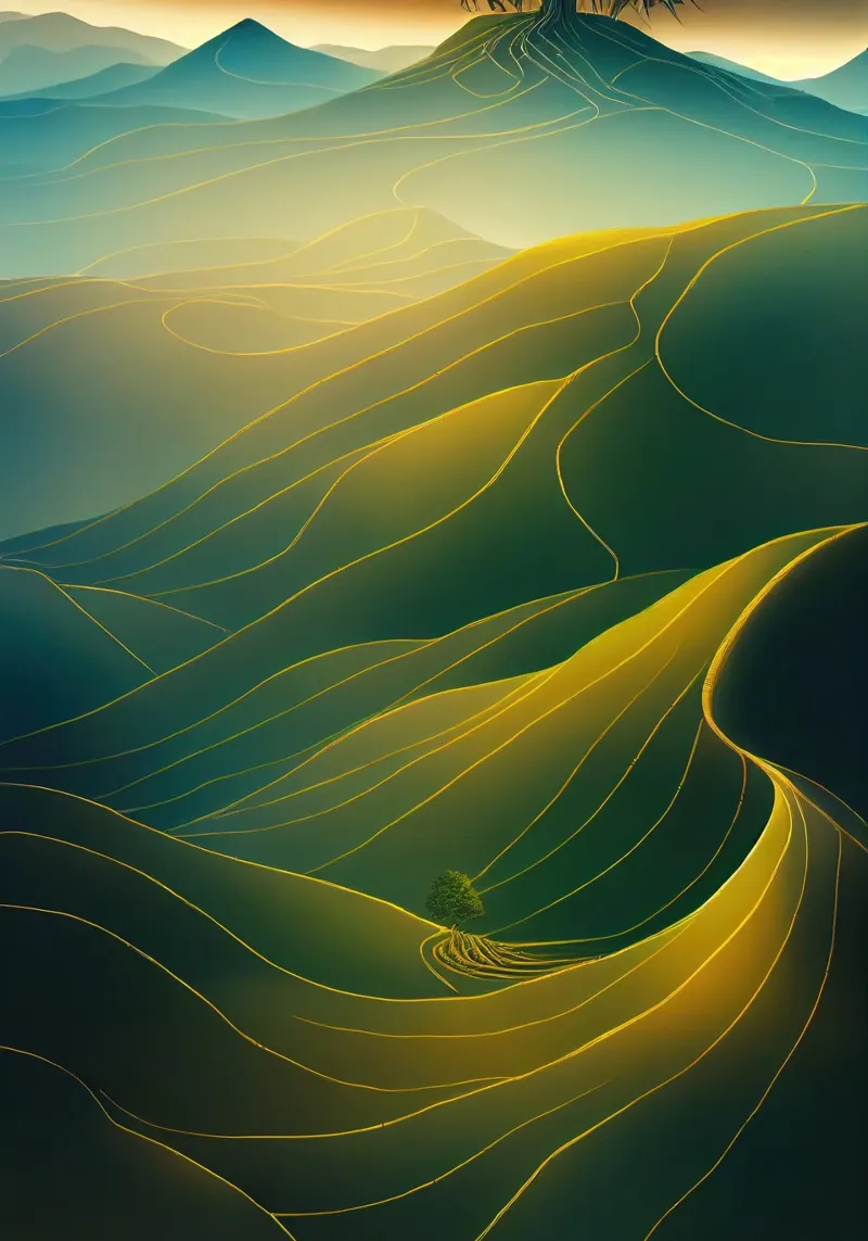 Alberi surreali poster con telaio in alluminio da Wanderlust Vibes