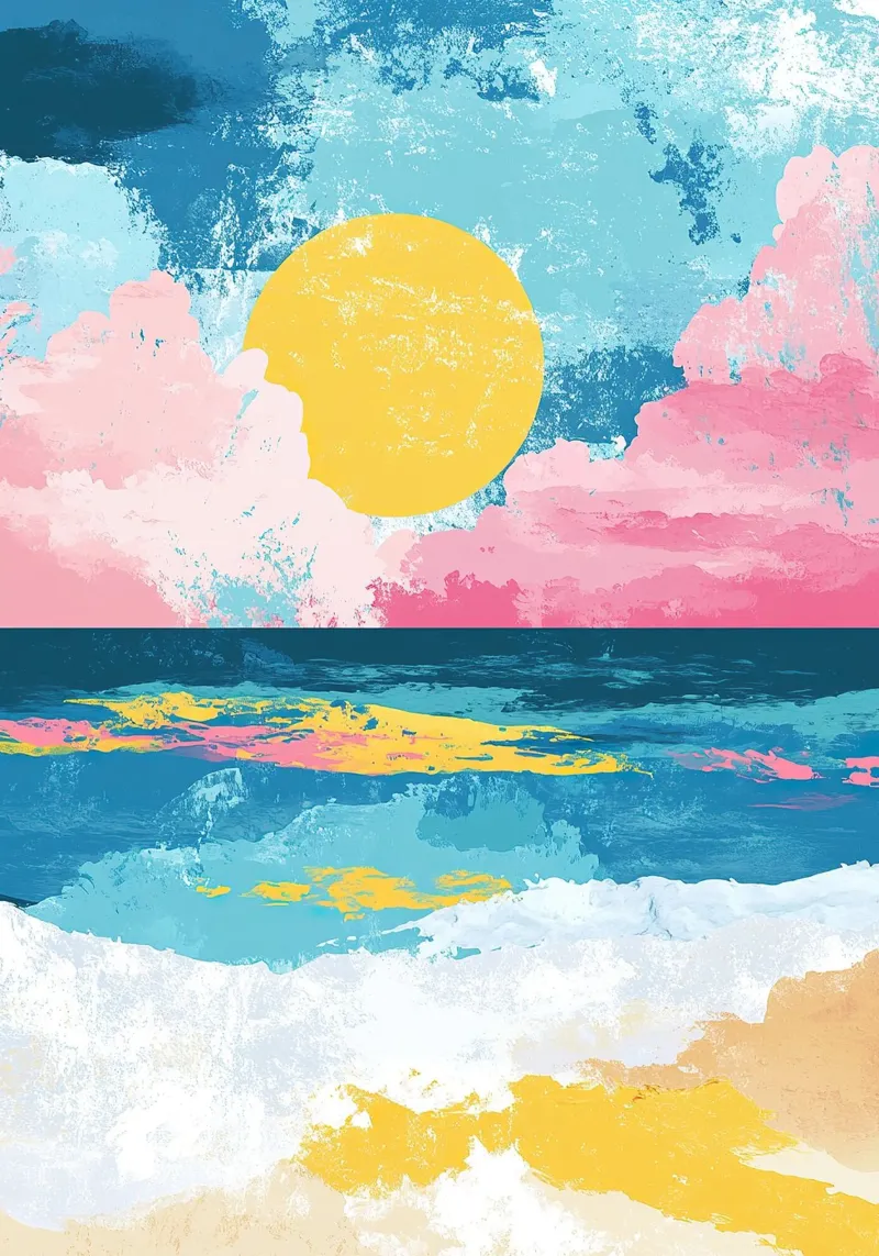 Mare Spiaggia Sole Orizzonte Cielo carta hahnemühle da Nikis Art Studio