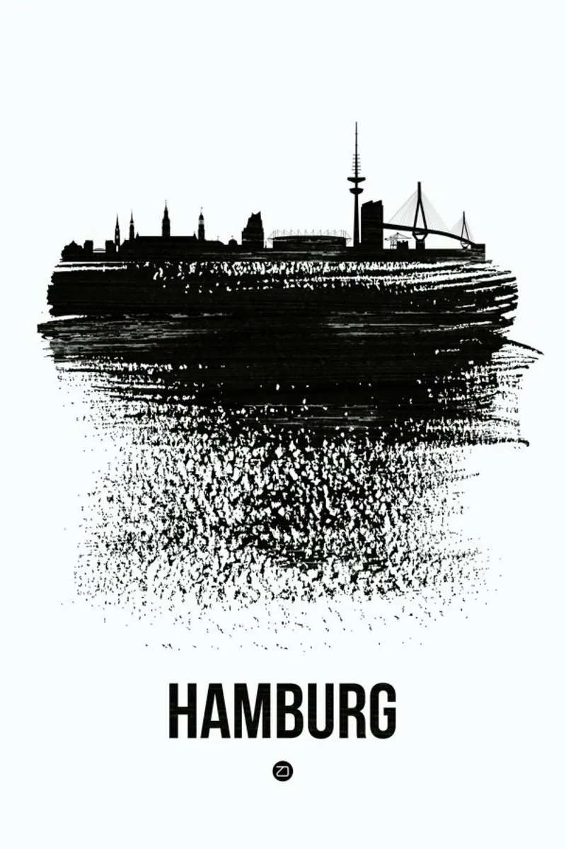 Hamburg Skyline Brush Stroke carta hahnemühle da Naxart