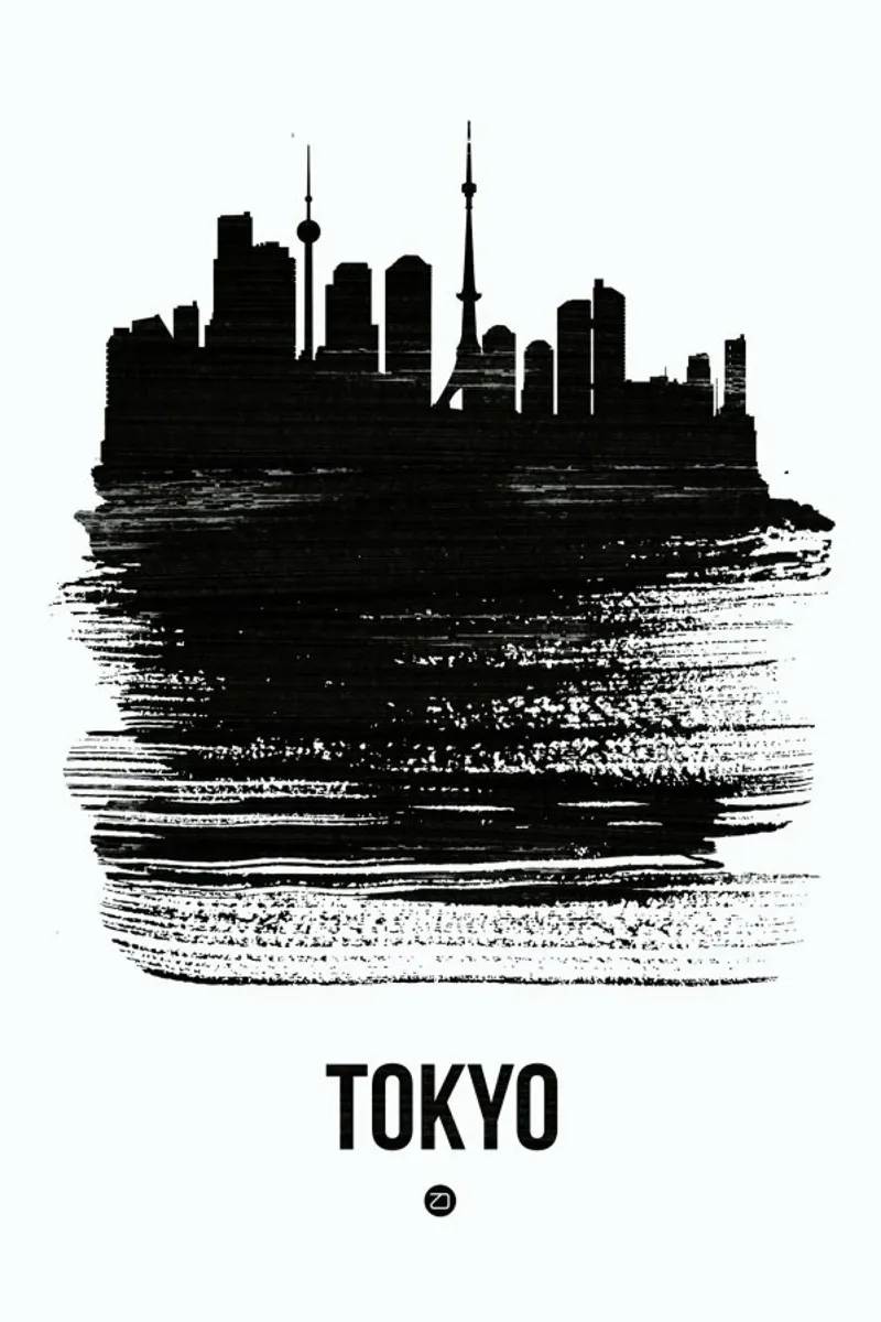 Tokyo Skyline Brush Stroke canvas by Naxart