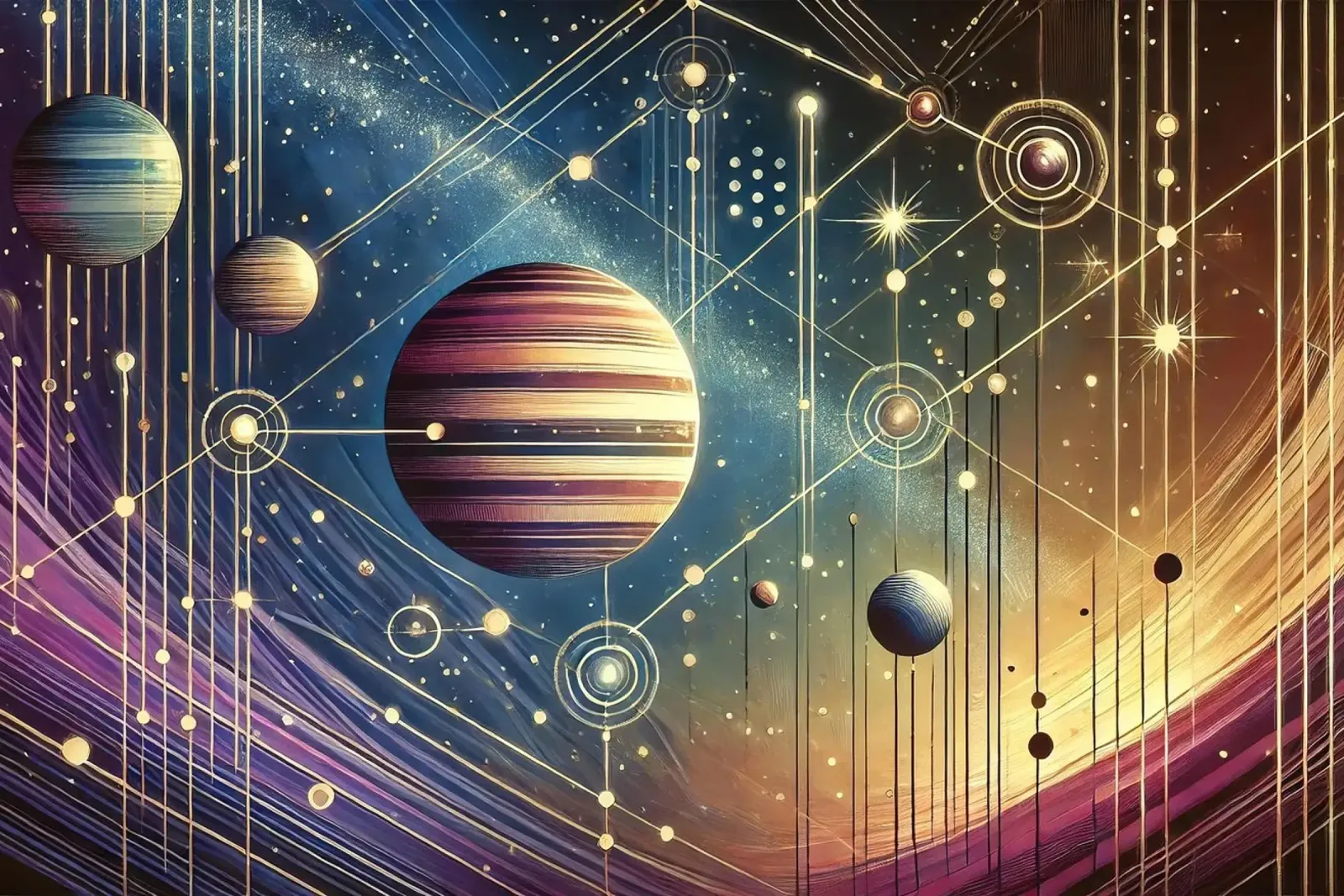 Galactic Harmony Scene in Art Deco alu-dibond by Chromatic Fusion Studio