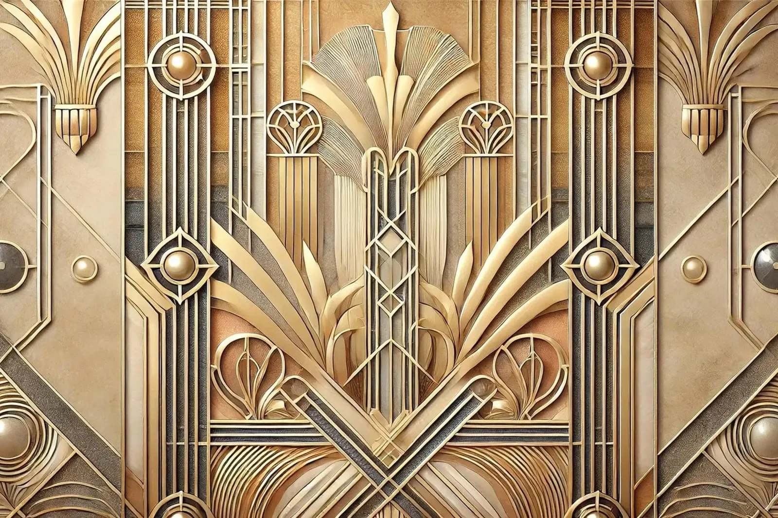 Golden Art Deco Elegance poster avec cadre en plastique de Chromatic Fusion Studio