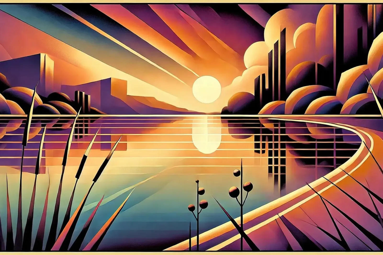 Skyline Radiance in Art Deco carta hahnemühle da Chromatic Fusion Studio