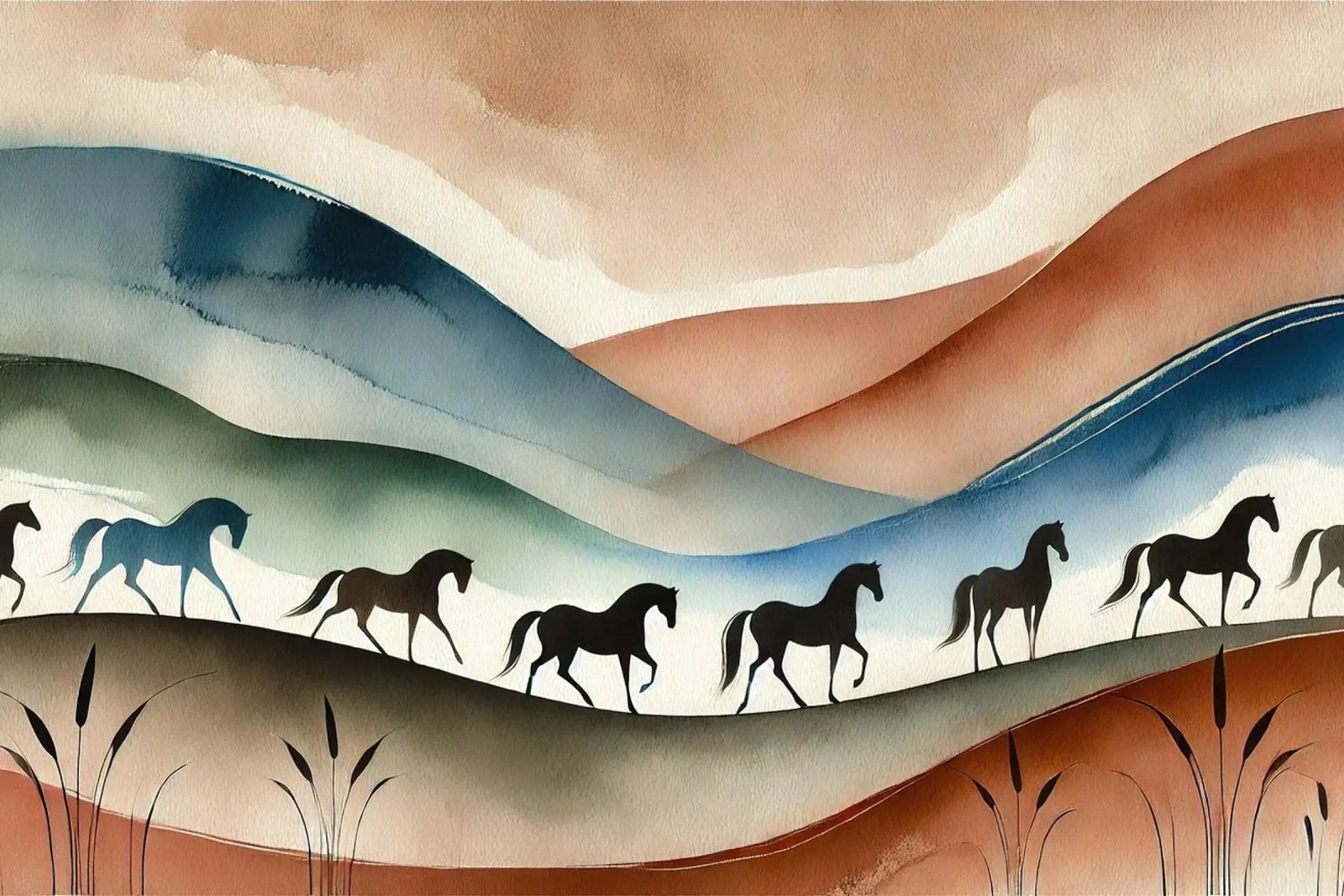 Tranquil Horse Escape in Art Deco poster by Chromatic Fusion Studio