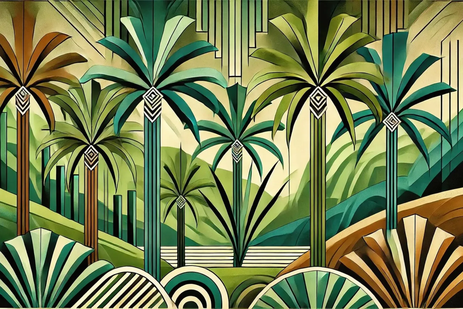 Oasi tropicale in stile Art Déco tela con Cornice a cassetta da Chromatic Fusion Studio