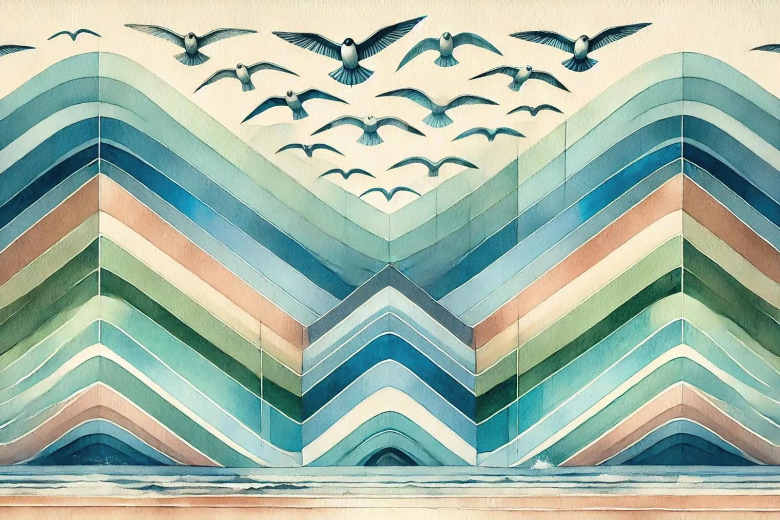 Olas de libertad en el Art Déco poster de Chromatic Fusion Studio