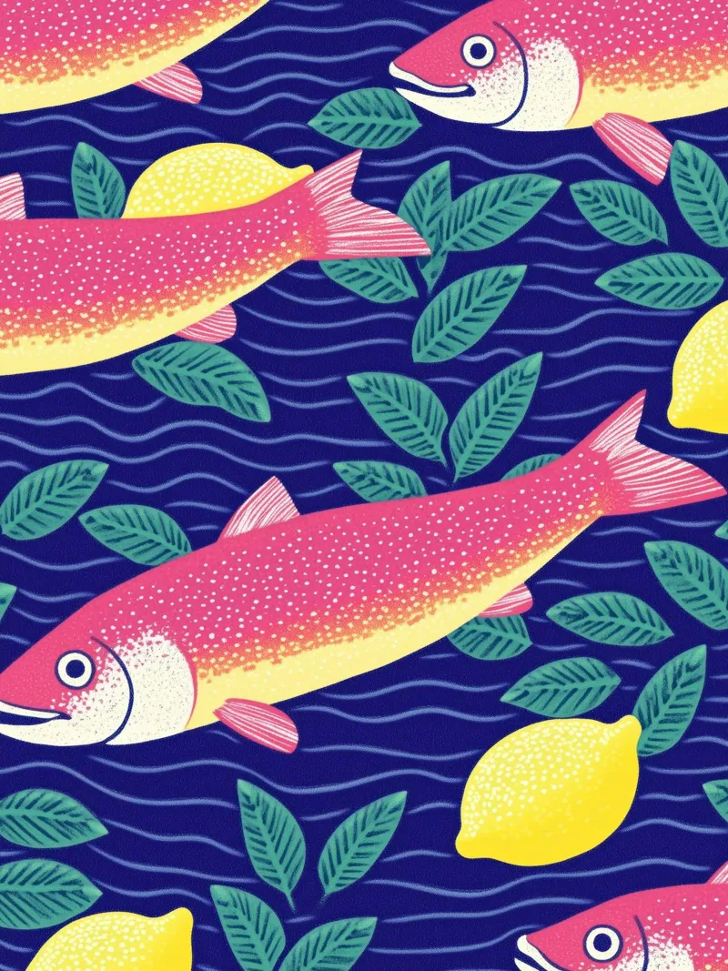 Elegante pesce, cibo e limone botanico | Cucina Sardine Art pellicola backlit da Kaji