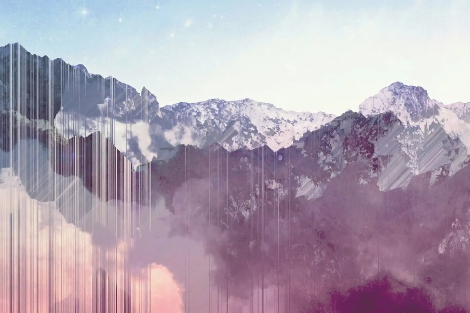 Mountain Glitches poster con telaio in plastica da cafelab