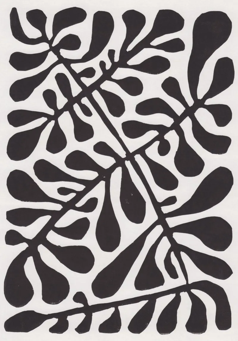 Linocut Plant #2 / Bianco e nero alluminio dibond da Alisa Galitsyna
