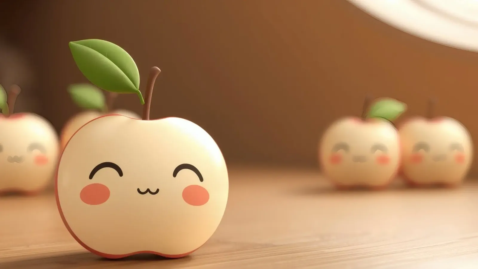 Simpatiche mele dei cartoni animati con facce sorridenti e steli frondosi. pellicola backlit da DesignDoodle