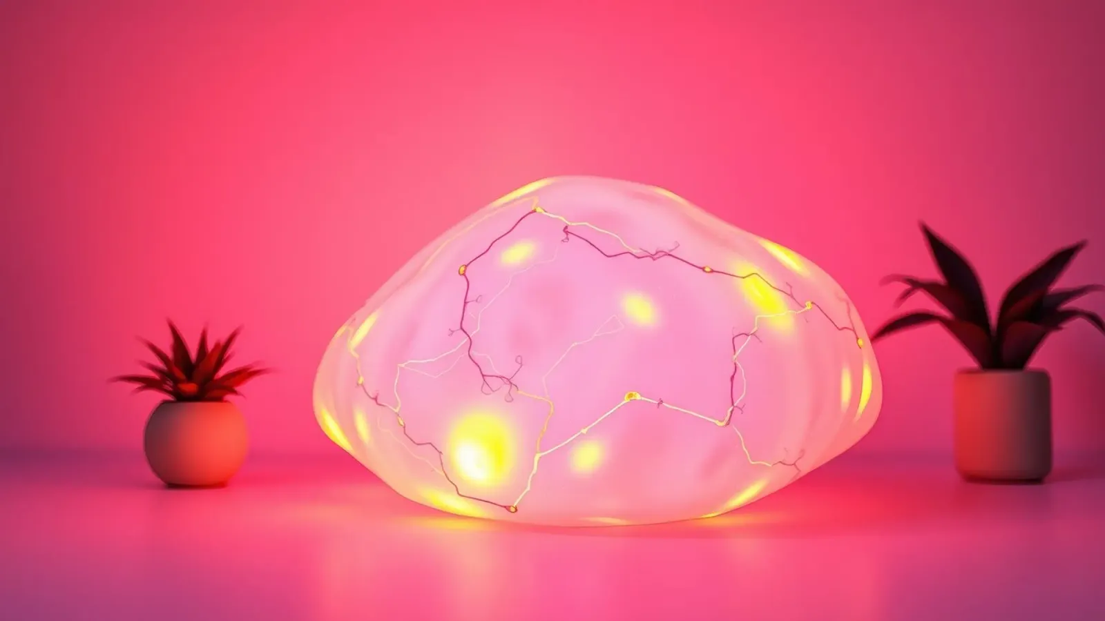 Decorative illuminated object with colorful lights and plant hahnemühle by DesignDoodle
