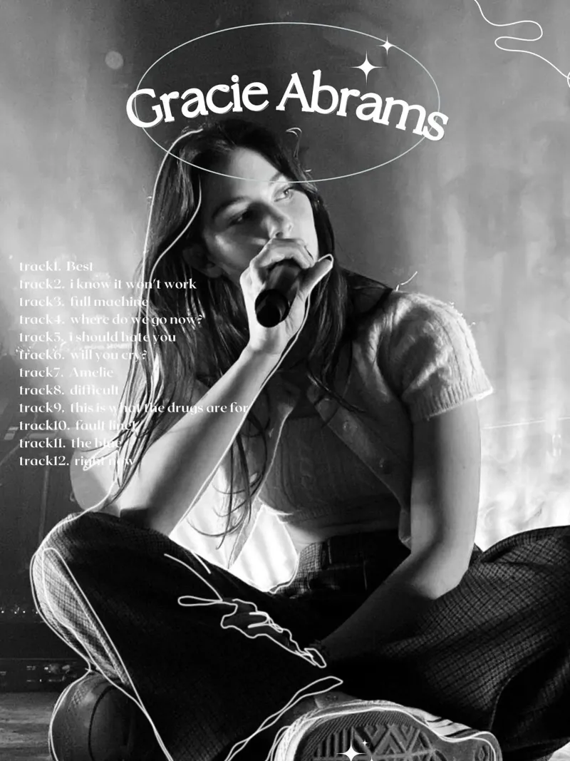 Gracie Abrams album cover poster con telaio in legno da avissta
