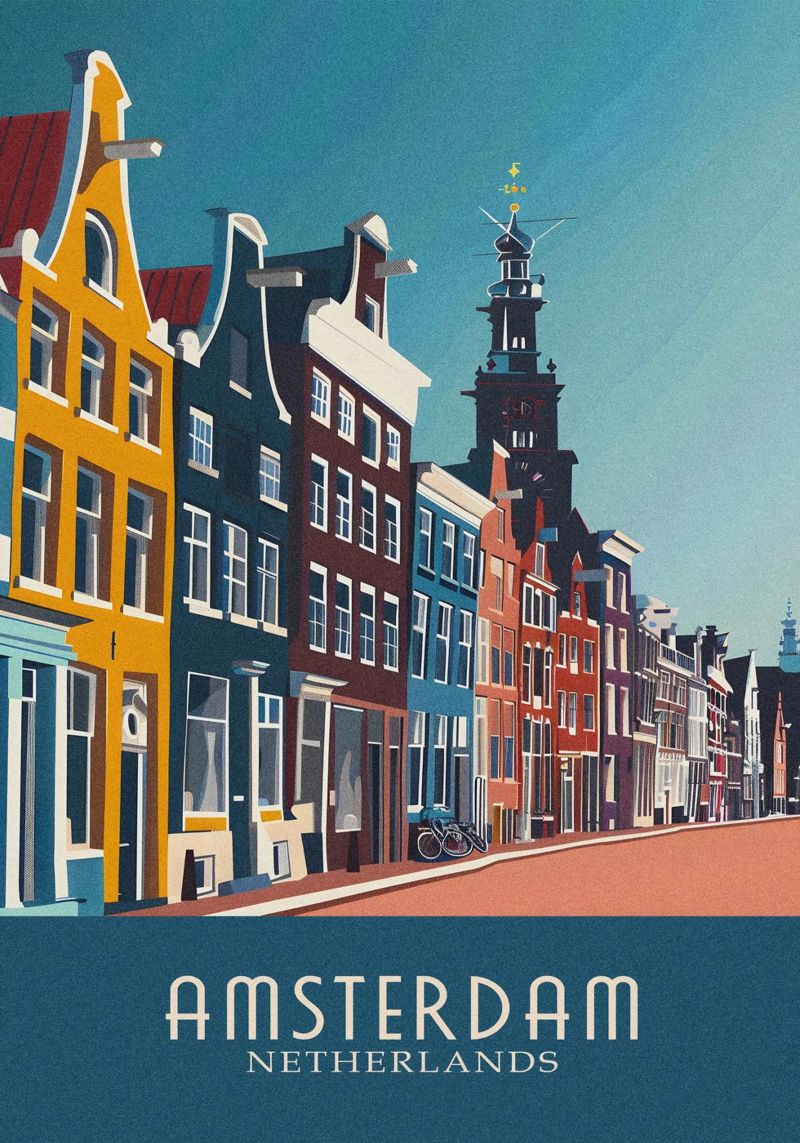 Amsterdam city Netherlands poster van Travelstudio