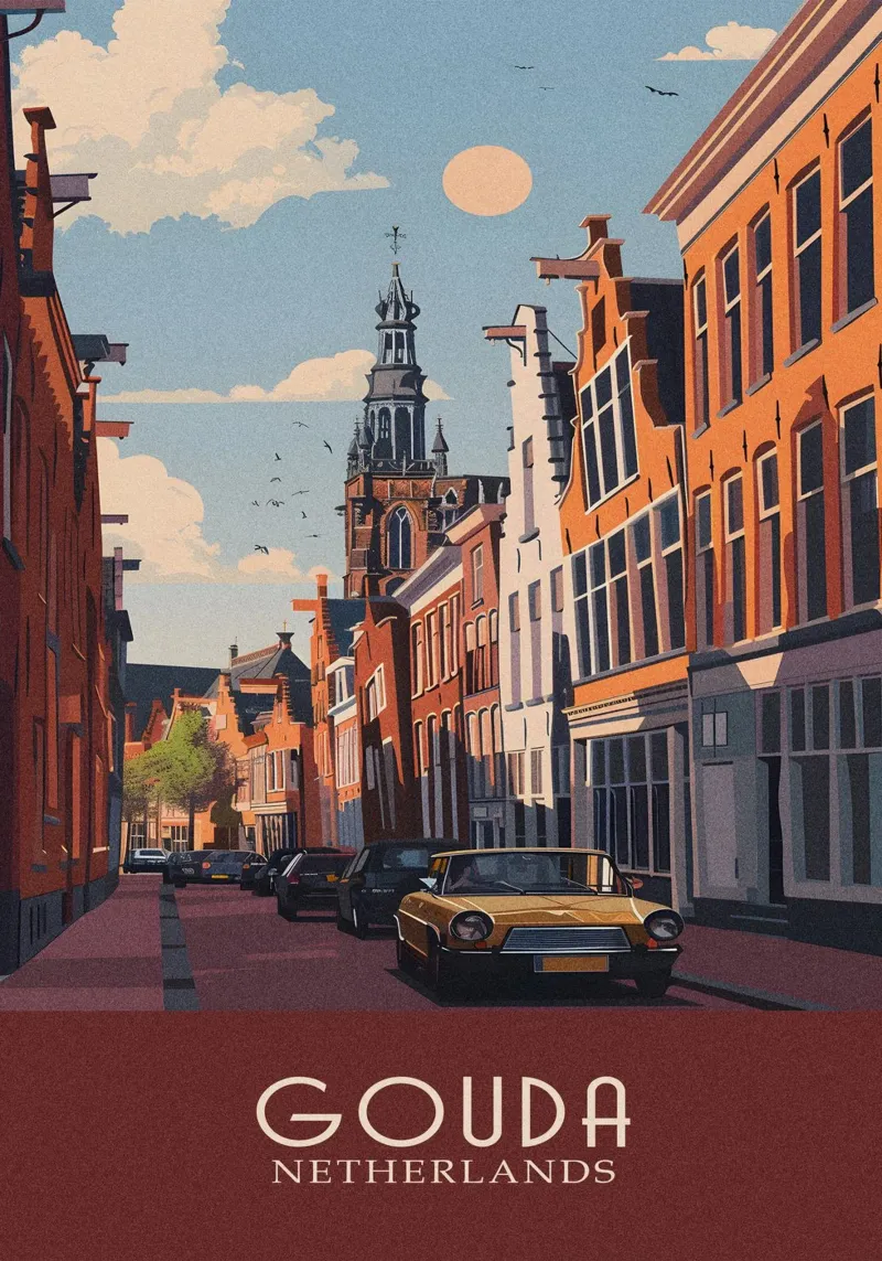 Gouda city Netherlands poster con telaio in plastica da Travelstudio