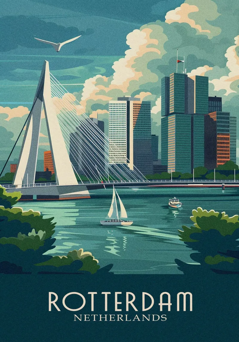 Rotterdam city Netherlands carta hahnemühle da Travelstudio