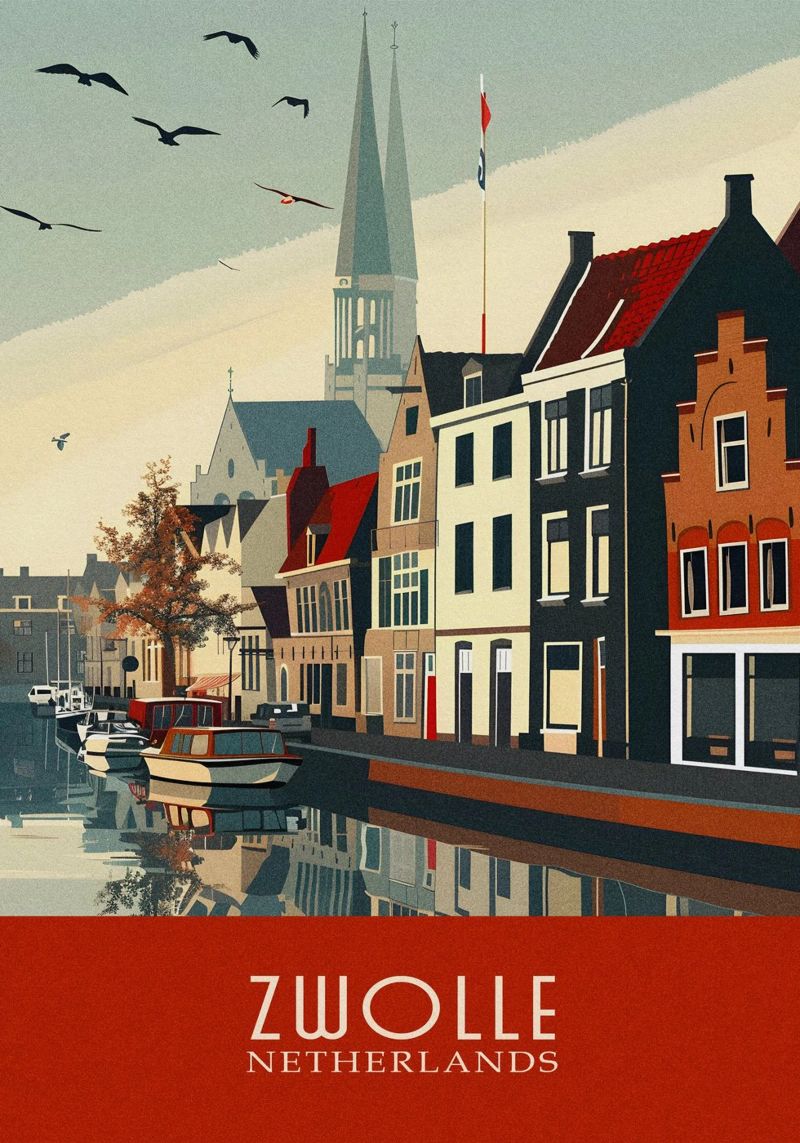 zwolle city Netherlands Poster von Travelstudio