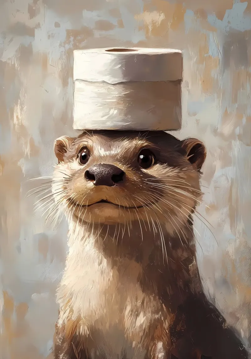 Otter met wc-hoed canvas van Ginnery