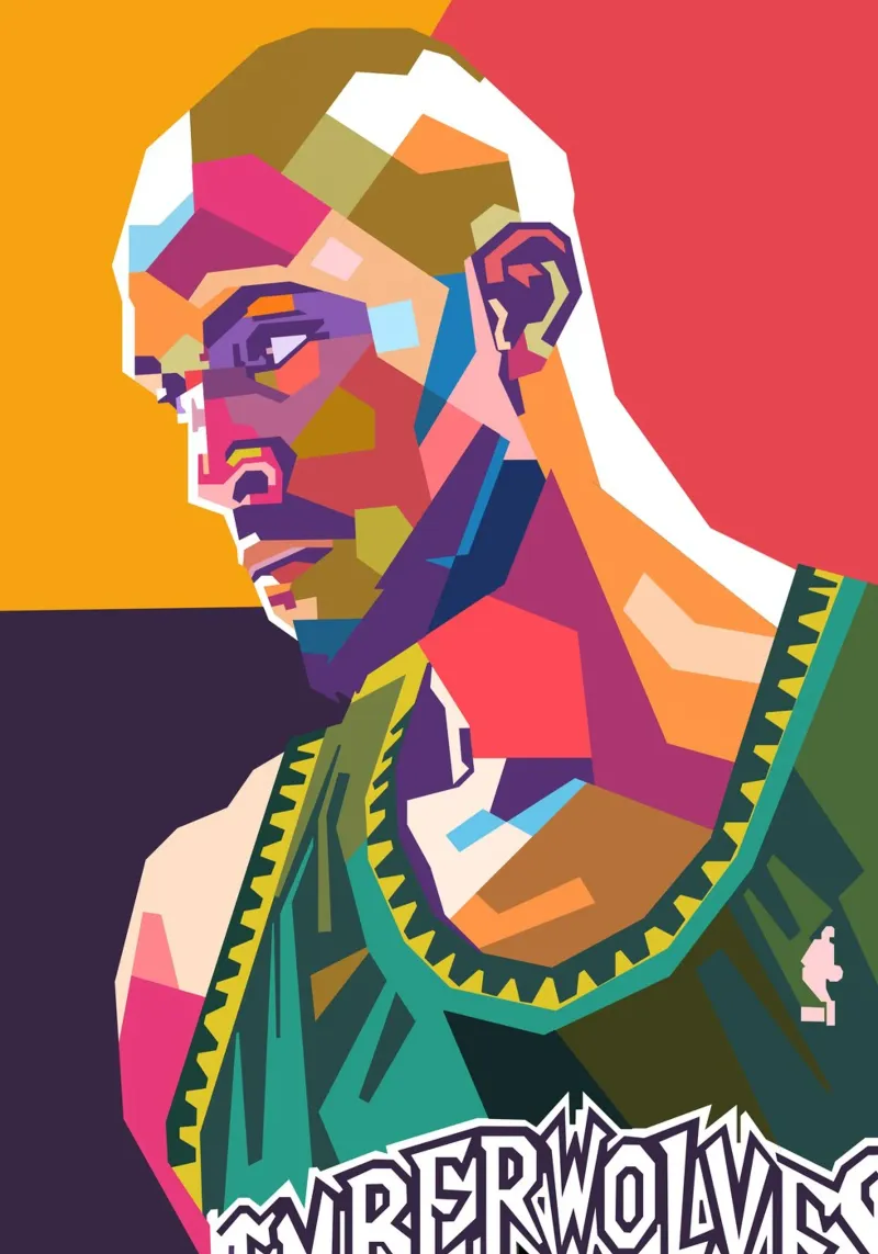 Kevin Garnett ritratto pop art pellicola backlit da Hantamrata