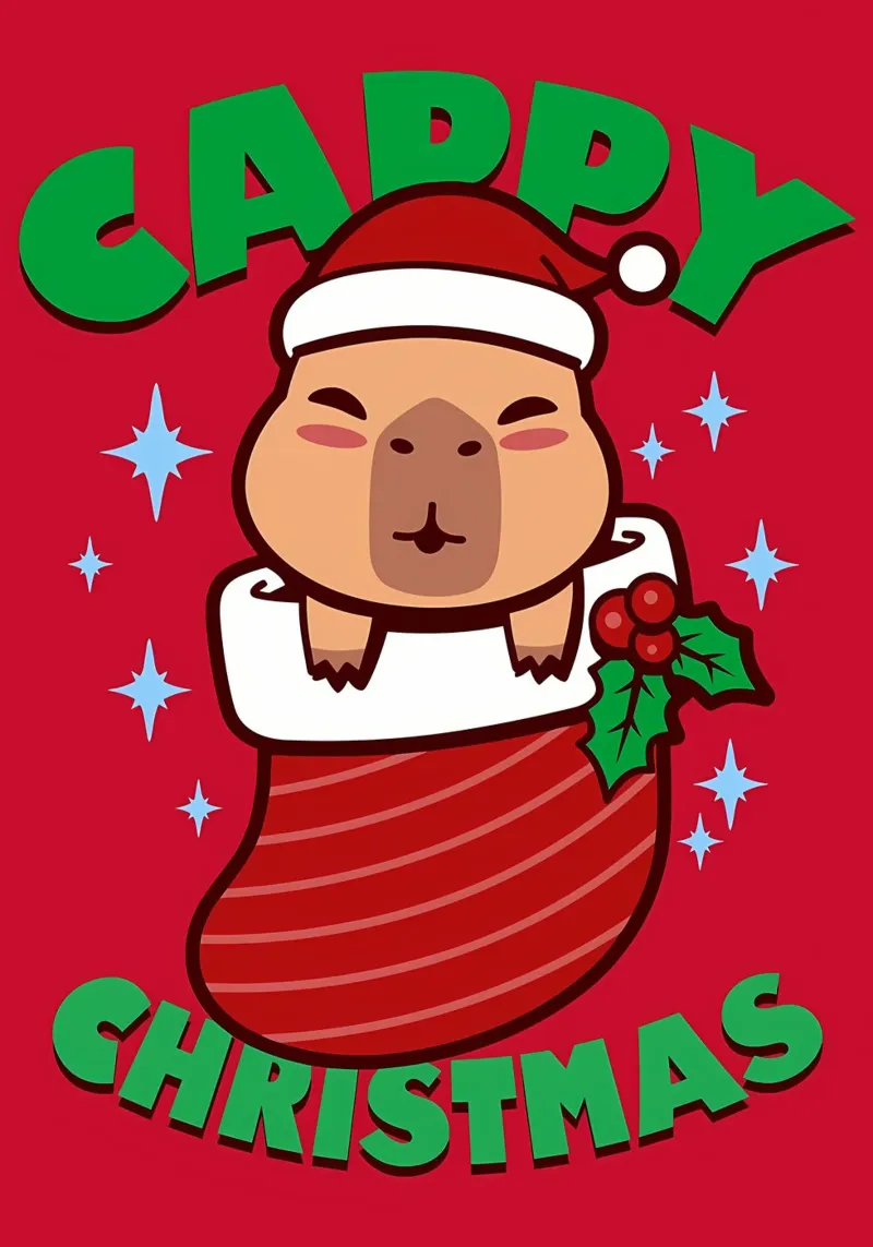 Capibara Kawaii Natale carta hahnemühle da Delaplane