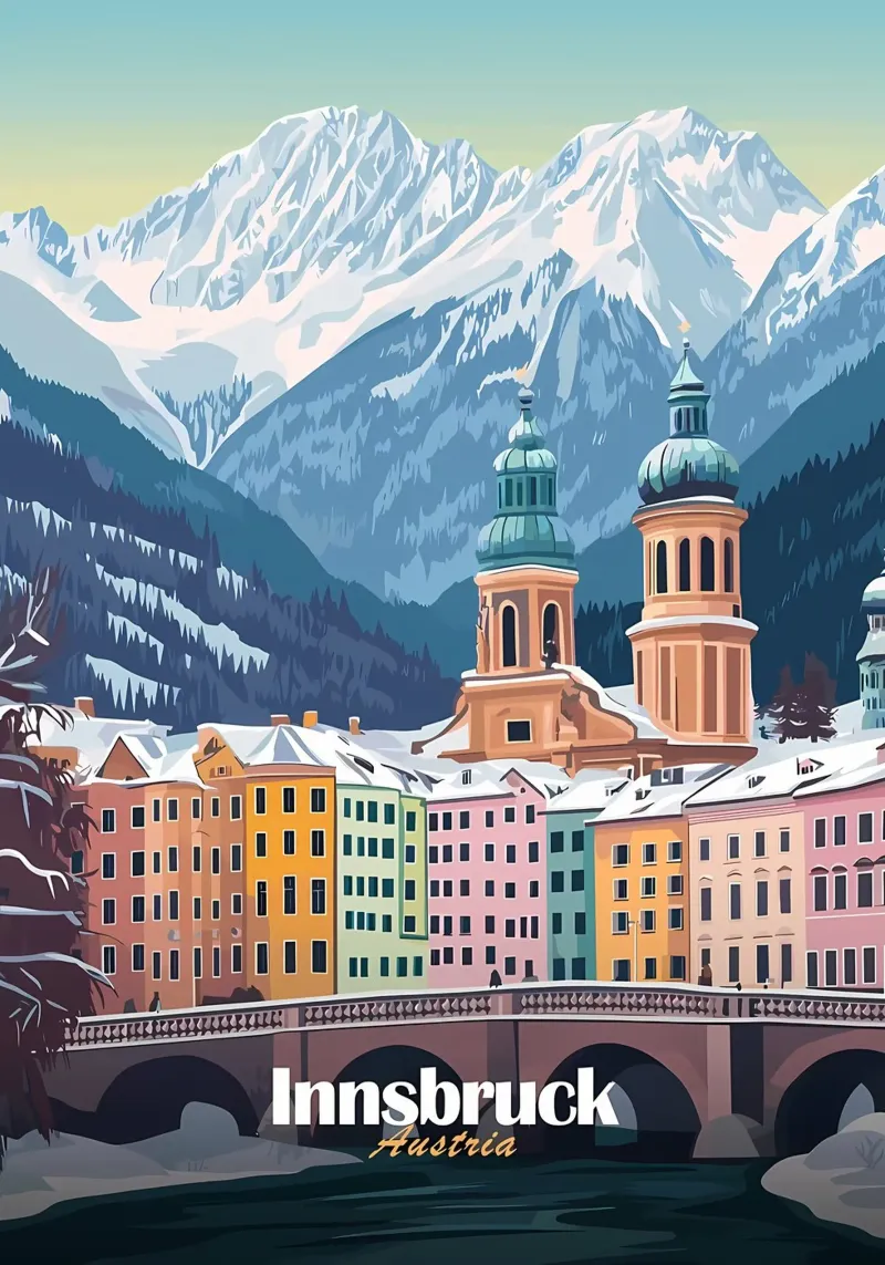 Innsbruck, Austria poster con telaio in legno da Ginnery