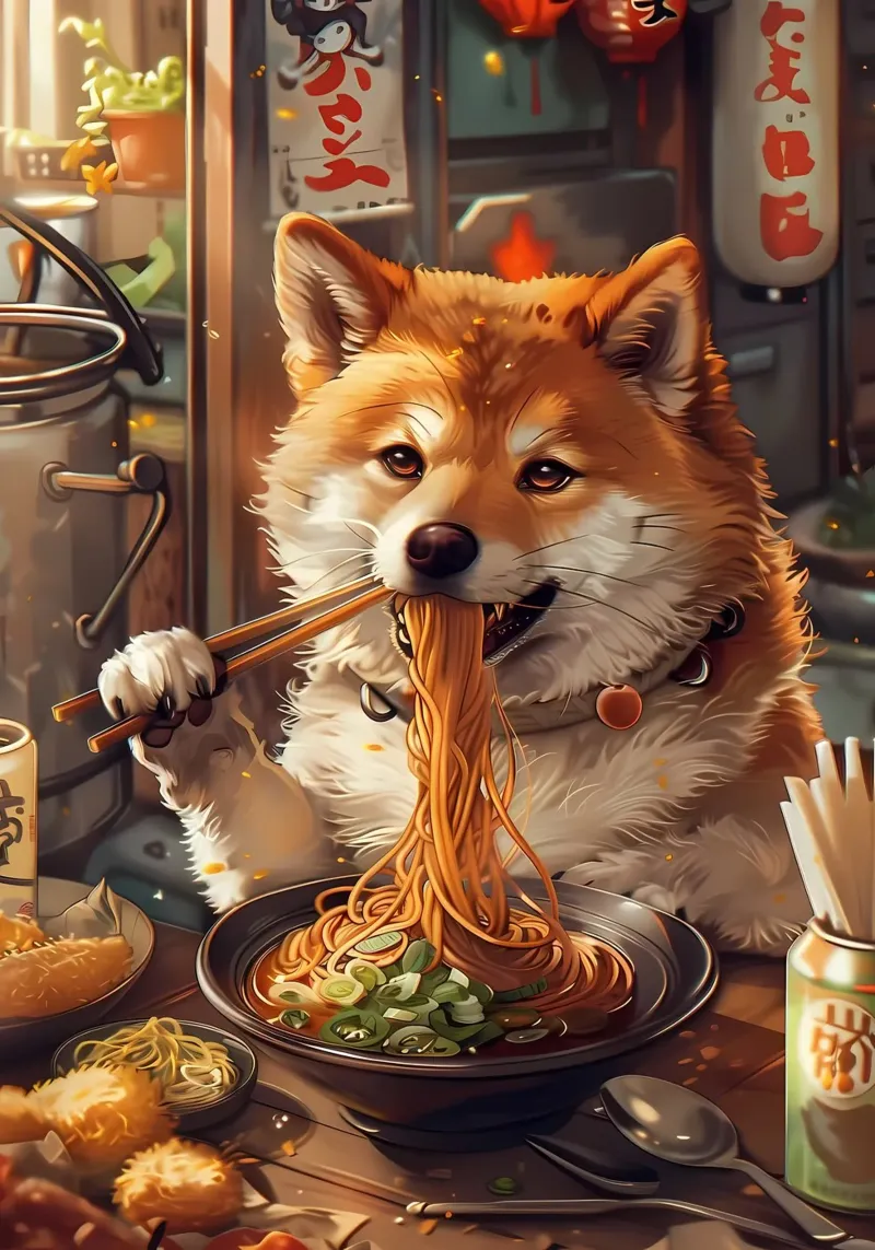 Ramen Shiba inu pellicola backlit da Mikesell