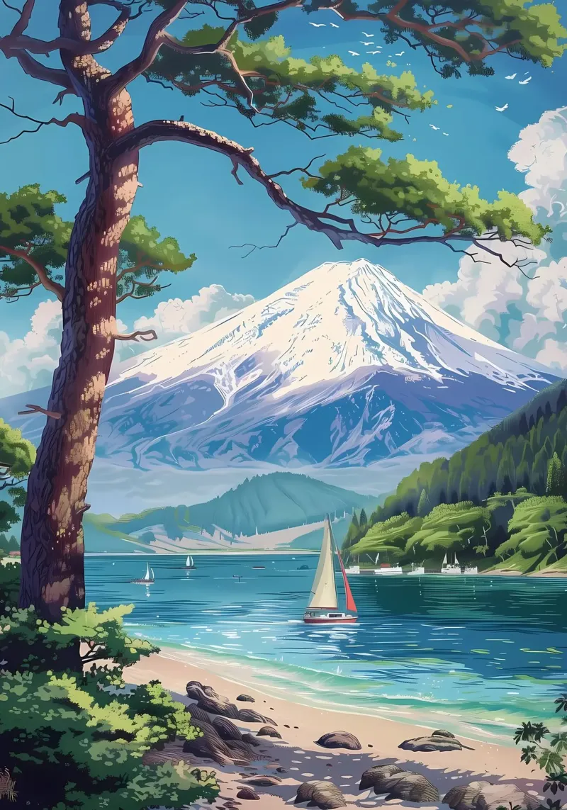 Il Monte Fuji in Giappone pellicola backlit da Mikesell