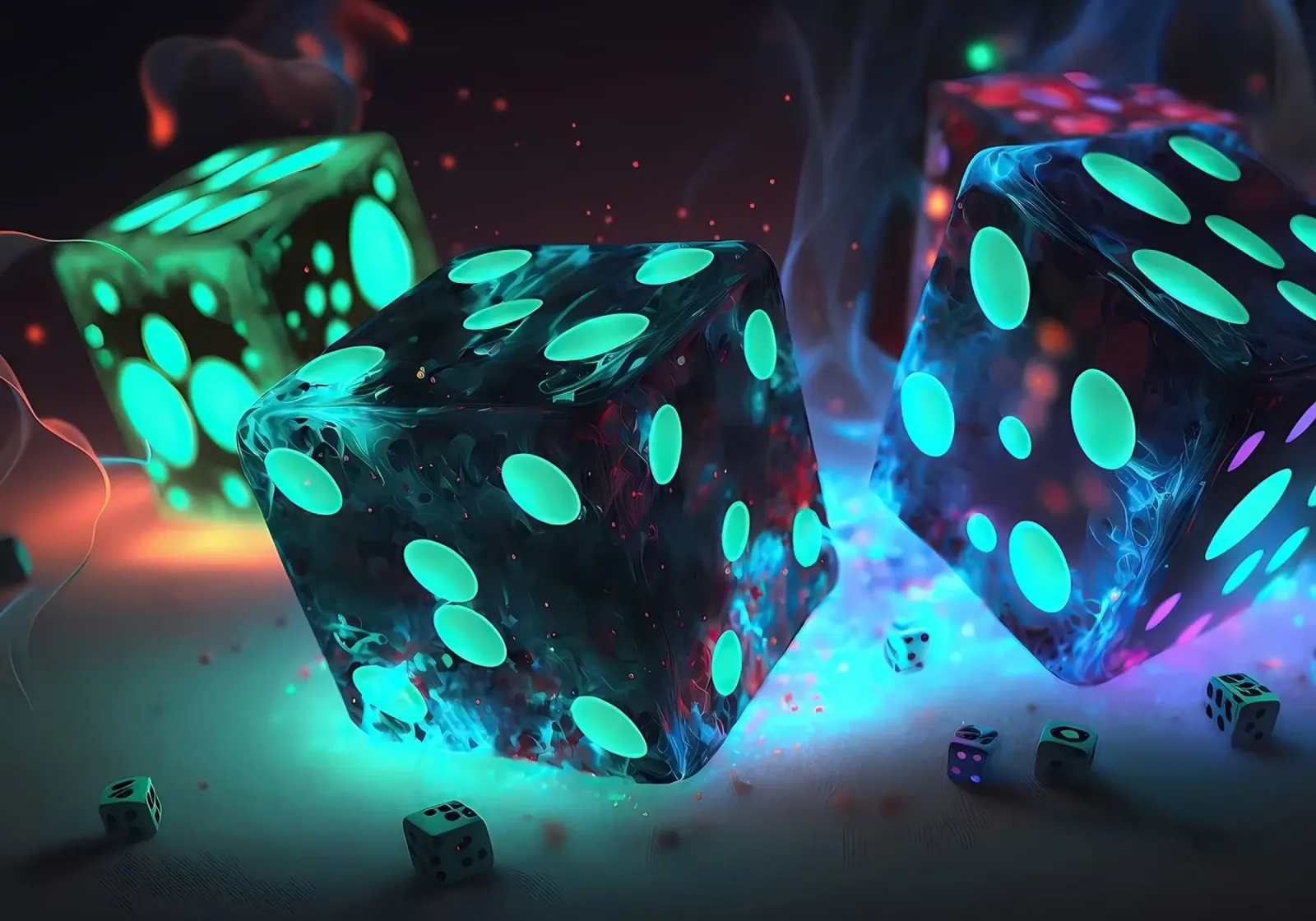 Neon Shadow Dice canvas by Delaplane