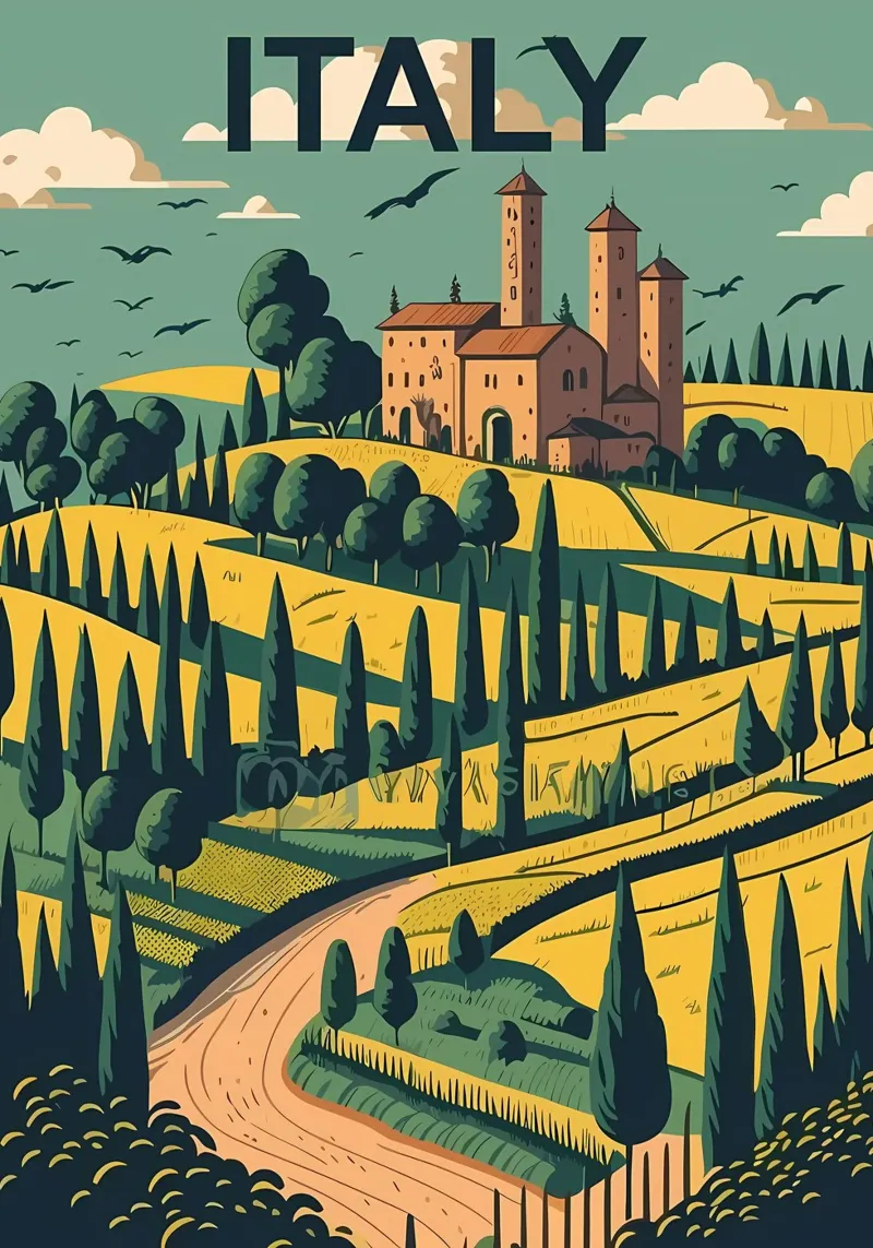 Italia Città poster con telaio in legno da Delaplane