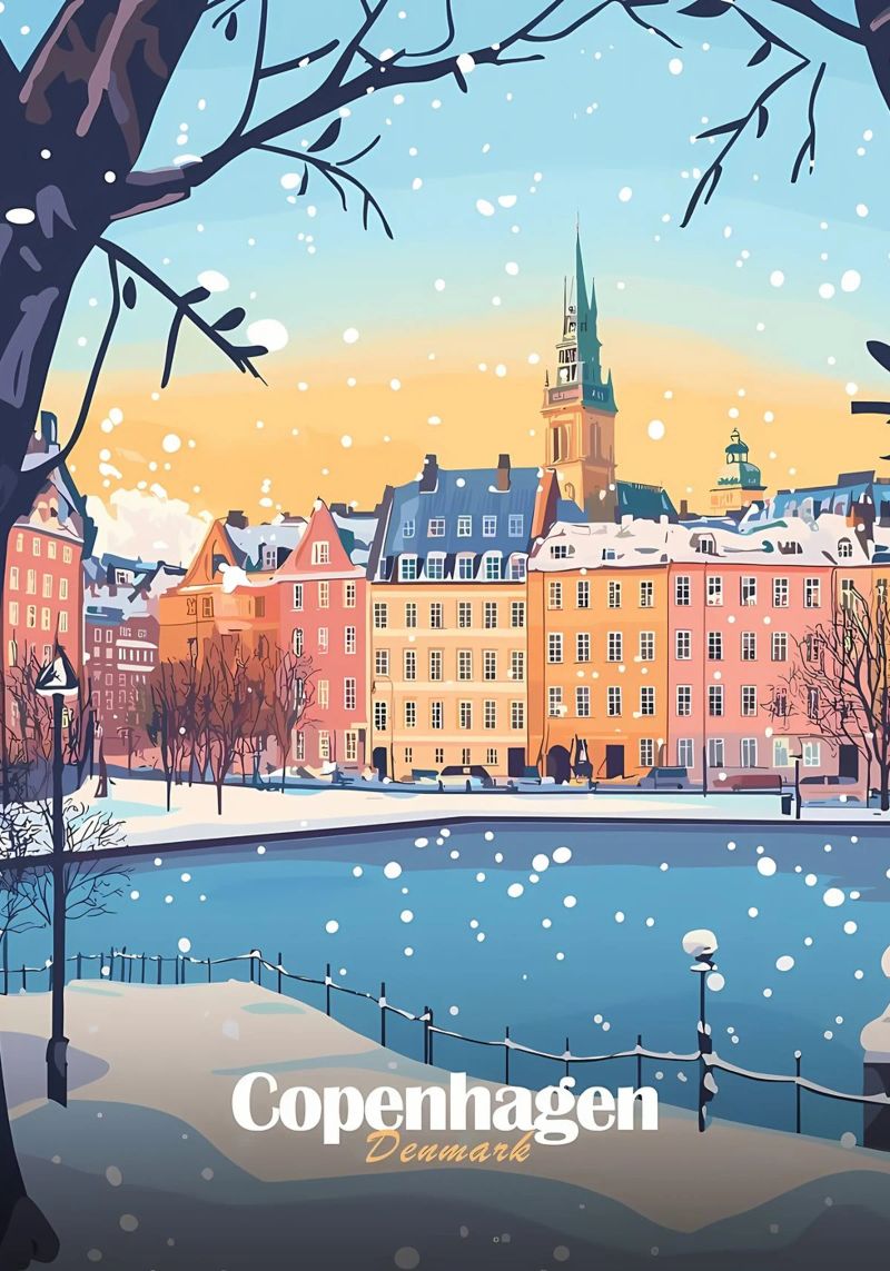 Copenhagen Winter Scene Poster von Ginnery