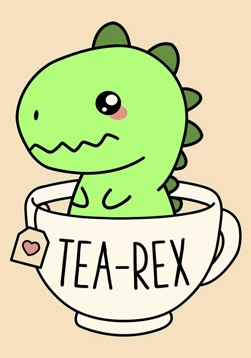 TeaRex Cute TRex Dinosaur backlit film by Delaplane