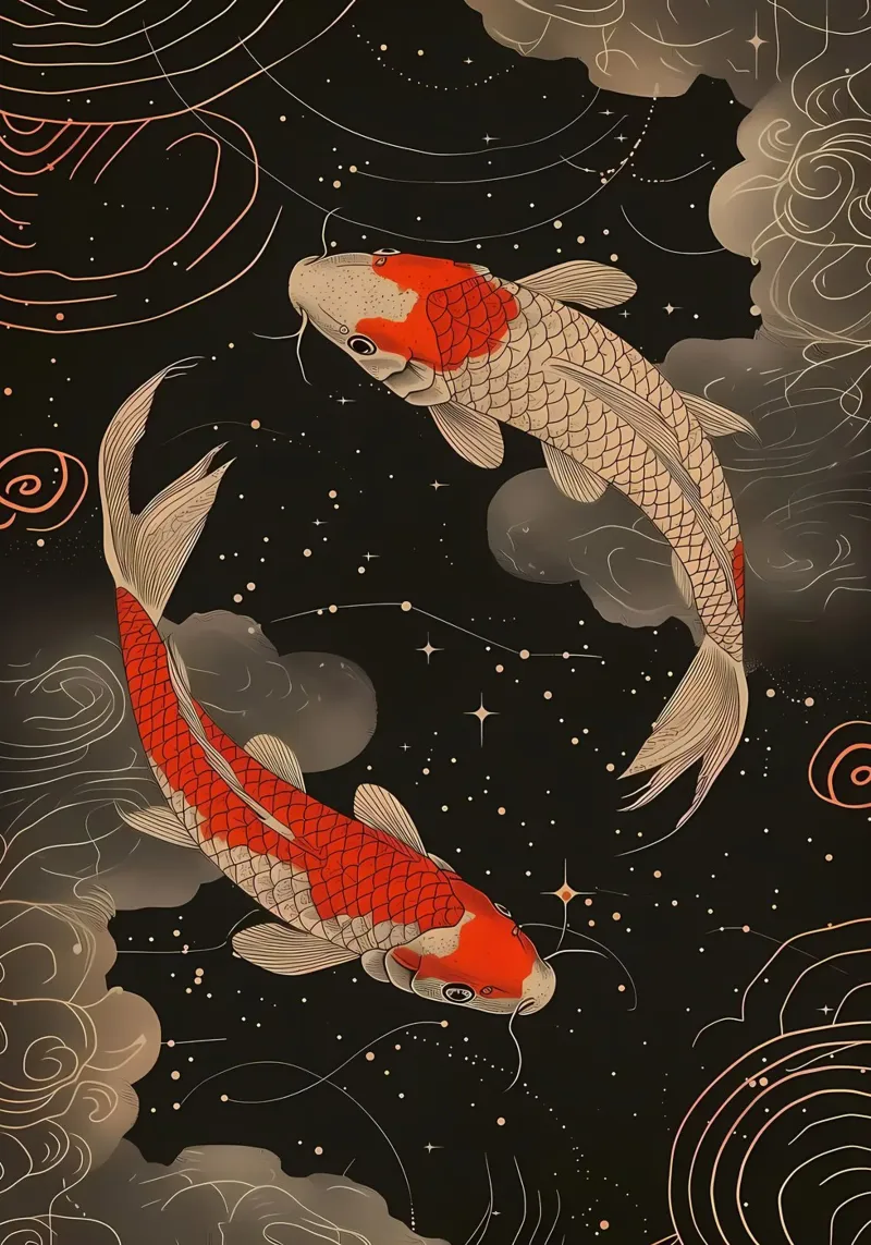 Pesce koi giapponese Yin Yang pellicola backlit da Mikesell