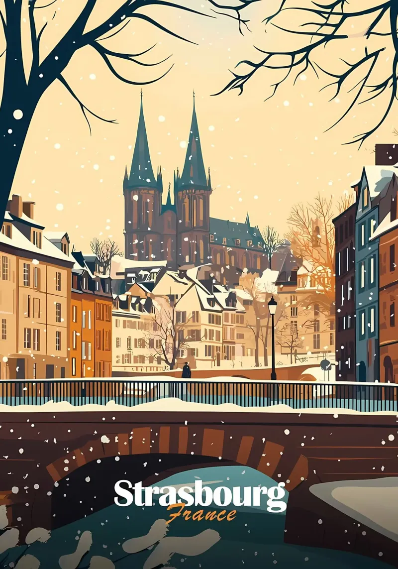 Scena invernale a Strasburgo plexiglass da Ginnery
