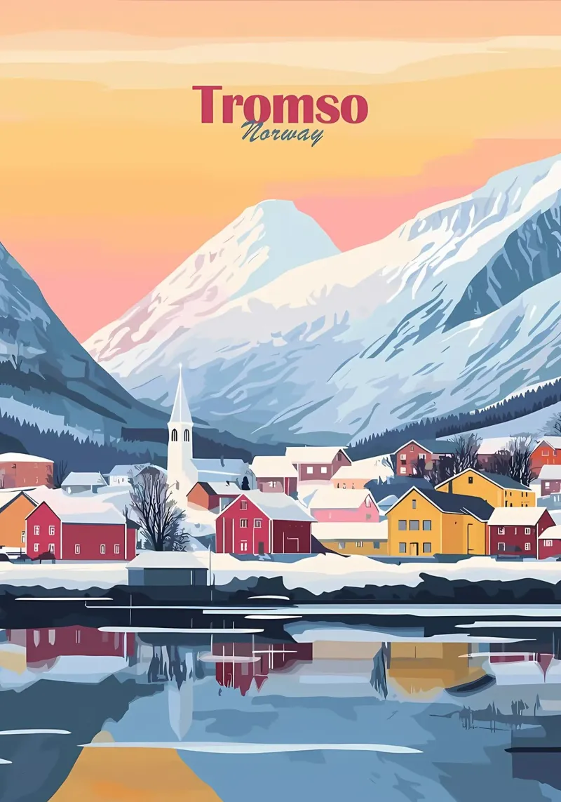 Tromso Norvegia Paesaggio poster con telaio in plastica da Ginnery