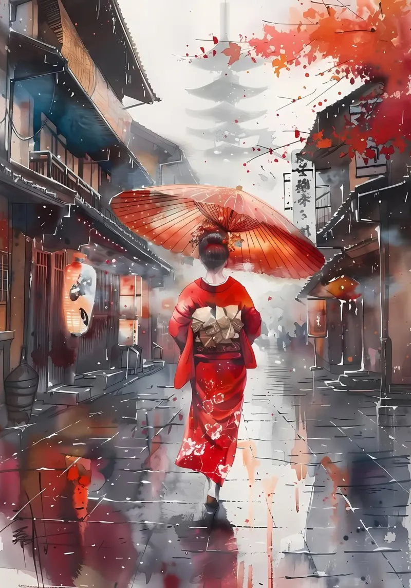 Geisha giapponese Samurai alluminio dibond da Mikesell
