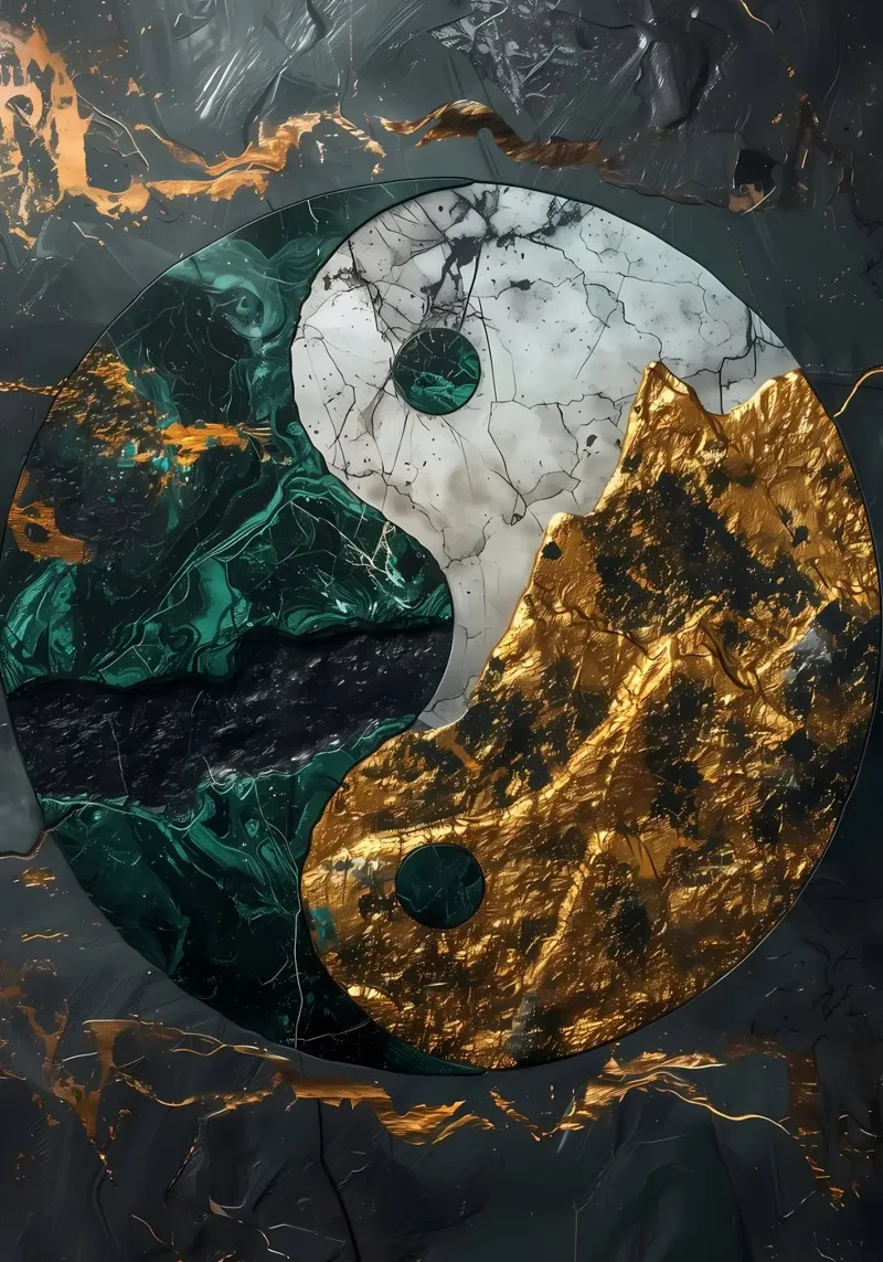 Armonia Yin Yang Kintsugi pellicola backlit da Mikesell