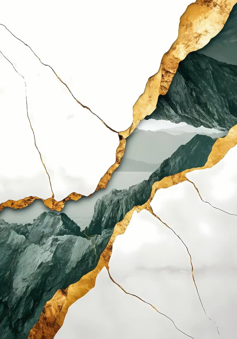 Zerklüftete Berglandschaft Poster von Ginnery