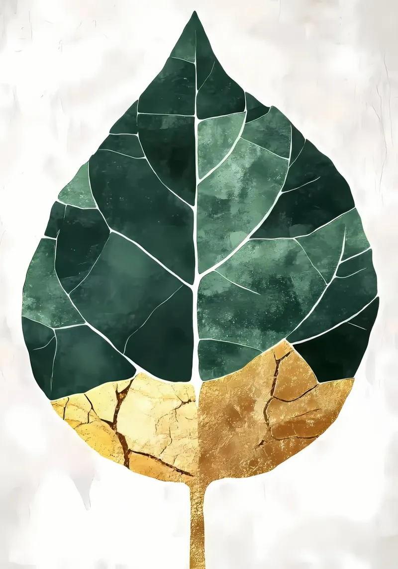 Foglia d'oro Arte astratta alluminio dibond da Ginnery