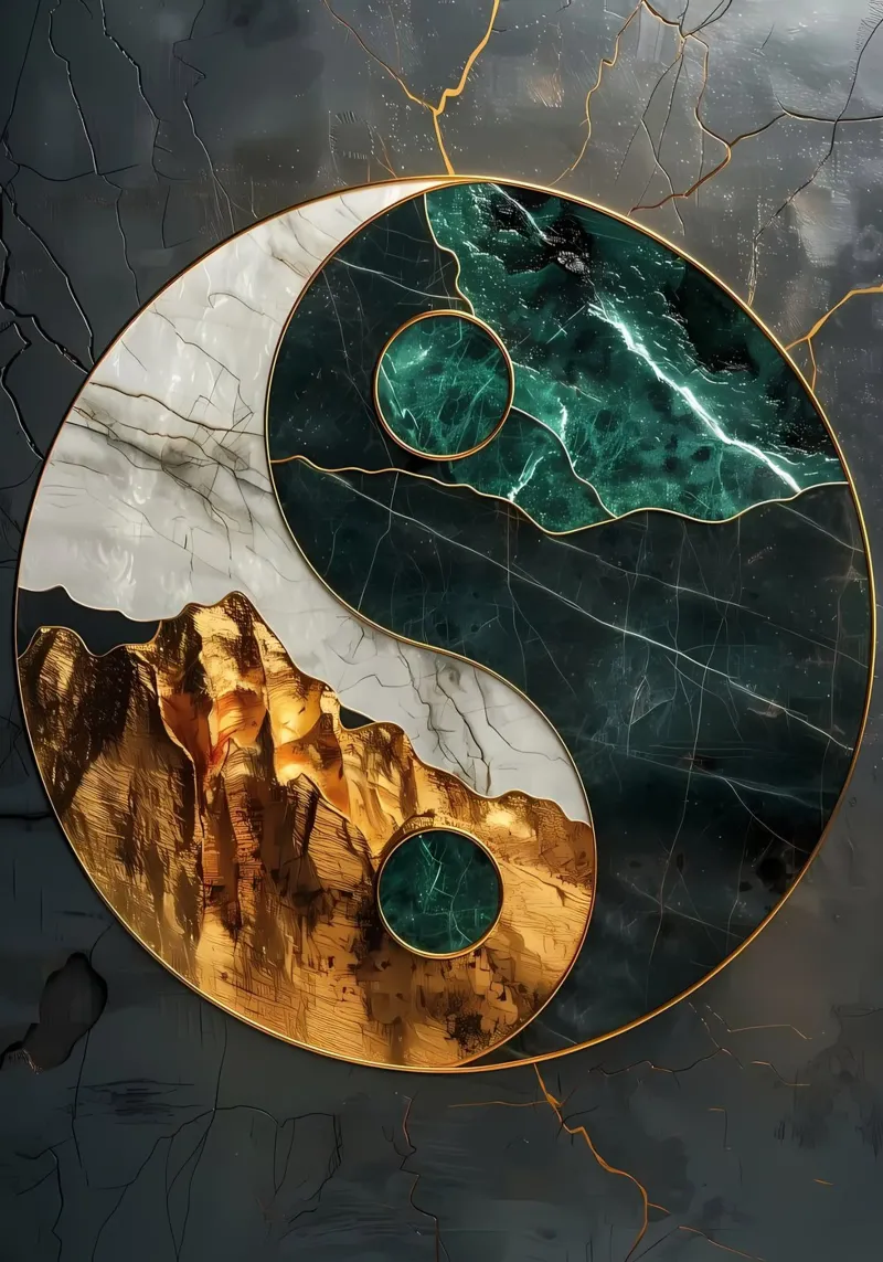 Armonia Yin Yang Kintsugi pellicola backlit da Mikesell